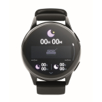 Smartwatch sem fios à prova de água com pulseira de silicone cor preto oitava vista