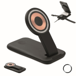 Base de carga 3 em 1 com suporte para telemóvel adequado para Apple® cor preto