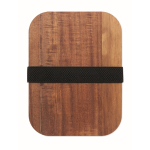 Lancheira de vidro com tampa de madeira e fita elástica de fecho cor azul transparente quarta vista