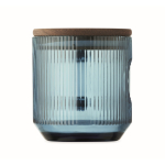 Caneca original de vidro estriado, tampa de madeira de acácia 300 ml cor azul transparente quinta vista