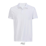 Polo de algodão penteado de manga curta para homem e 2 botões cor branco nona vista
