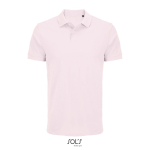 Polo de algodão penteado de manga curta para homem e 2 botões cor rosa pastel
