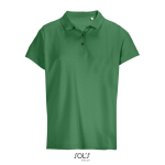Polo para mulher 100% de algodão penteado, gola canelada com 3 botões cor verde oitava vista