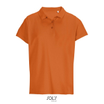 Polo para mulher 100% de algodão penteado, gola canelada com 3 botões cor cor-de-laranja