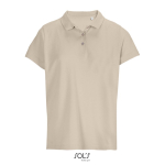 Polo para mulher 100% de algodão penteado, gola canelada com 3 botões cor nude