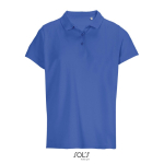 Polo para mulher 100% de algodão penteado, gola canelada com 3 botões cor azul real terceira vista