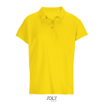 Polo para mulher 100% de algodão penteado, gola canelada com 3 botões cor dourado