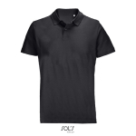 Polo unissexo 100% de algodão penteado e gola canelada com 2 botões cor preto
