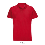 Polo unissexo 100% de algodão penteado e gola canelada com 2 botões cor vermelho quinta vista