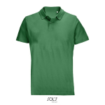 Polo unissexo 100% de algodão penteado e gola canelada com 2 botões cor verde oitava vista