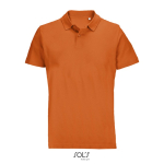 Polo unissexo 100% de algodão penteado e gola canelada com 2 botões cor cor-de-laranja
