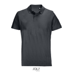 Polo unissexo 100% de algodão penteado e gola canelada com 2 botões cor cinzento-escuro
