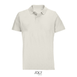 Polo unissexo 100% de algodão penteado e gola canelada com 2 botões cor branco-sujo