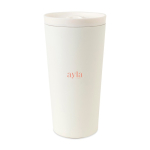 Copo térmico de aço reciclado com isolamento a vácuo 500ml cor branco vista com logo