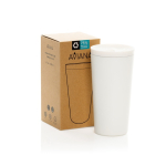 Copo térmico de aço reciclado com isolamento a vácuo 500ml cor branco vista com caixa