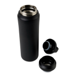 Garrafa de água em aço inoxidável reciclado com tampa dupla 470ml cor preto terceira vista
