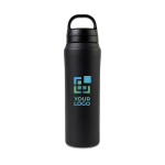 Garrafa de água em aço inoxidável reciclado com tampa dupla 470ml cor preto vista principal