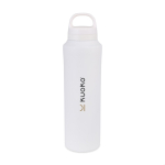 Garrafa térmica em aço inoxidável reciclado resistente ao suor 740ml cor branco vista com logo