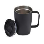 Caneca térmica de aço inoxidável reciclado para café ou chá 450ml cor preto quarta vista