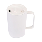 Caneca térmica de aço inoxidável reciclado para café ou chá 450ml cor branco terceira vista