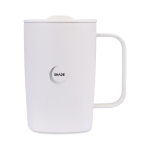 Caneca térmica de aço inoxidável reciclado para café ou chá 450ml cor branco vista com logo