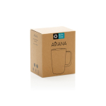 Caneca térmica de aço inoxidável reciclado para café ou chá 450ml cor branco segunda vista com caixa