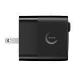 Carregador rápido GaN ecológico com cabo retrátil de 80cm 65W cor preto vista com logo