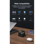 Carregador rápido GaN ecológico com cabo retrátil de 80cm 65W cor preto vista de ambiente 3