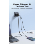 Carregador rápido GaN ecológico com cabo retrátil de 80cm 65W cor preto vista de ambiente 4