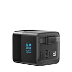 Carregador rápido GaN ecológico com cabo retrátil de 80cm 65W cor preto vista principal