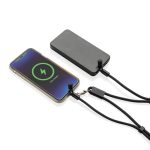 Cabo para telemóvel com USB-C em RPET com fita de pescoço e carga 60W cor preto terceira vista