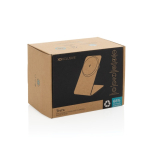 Carregador sem fios magnético premium de alumínio reciclado 15W cor cinzento segunda vista com caixa