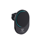 Suporte magnético de carro para telemóvel com carga sem fios 15W cor preto vista com logo