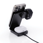 Carregador magnético sem fios 3 em 1 em plástico reciclado 15W cor preto vista décima primeira