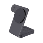 Carregador magnético sem fios 3 em 1 em plástico reciclado 15W cor preto quinta vista