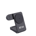 Carregador magnético sem fios 3 em 1 em plástico reciclado 15W cor preto vista principal