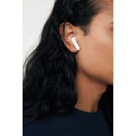 Auriculares reciclados com microfone de carregamento rápido BT 6.0 cor branco segunda vista com modelo