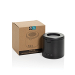 Coluna em ABS reciclado com suporte para telemóvel e subwoofer 3W cor preto vista com caixa