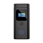 Powerbank de alumínio resistente e ecrã HQ a cores 15.000 mAh cor cinzento vista com logo