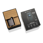 Powerbank de alumínio resistente e ecrã HQ a cores 15.000 mAh cor cinzento vista com caixa