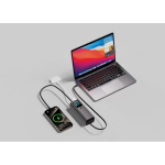 Powerbank de alumínio, carregamento múltiplo e ecrã HQ 20.000 mAh cor cinzento vista de ambiente