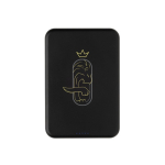 Powerbank de bolso em ABS reciclado com indicador de carga 10.000 mAh cor preto vista com logo