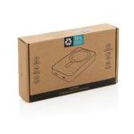 Powerbank de bolso em ABS reciclado com indicador de carga 10.000 mAh cor preto segunda vista com caixa