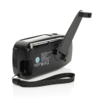 Rádio de emergência multifunções em ABS reciclado e manivela 1.800 mAh cor preto terceira vista