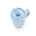 Copo térmico de aço inoxidável reciclado com palhinha e asa 480 ml cor azul sexta vista