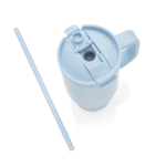 Copo térmico de aço inoxidável reciclado com palhinha e asa 480 ml cor azul sétima vista