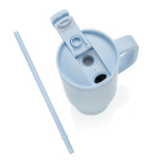 Copo térmico de aço inoxidável reciclado com palhinha e asa 480 ml cor azul oitava vista