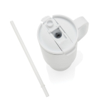 Copo térmico de aço inoxidável reciclado com palhinha e asa 480 ml cor branco sétima vista