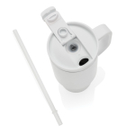 Copo térmico de aço inoxidável reciclado com palhinha e asa 480 ml cor branco oitava vista