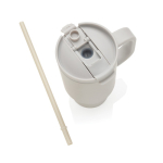 Copo térmico de aço inoxidável reciclado com palhinha e asa 480 ml cor cinzento sétima vista